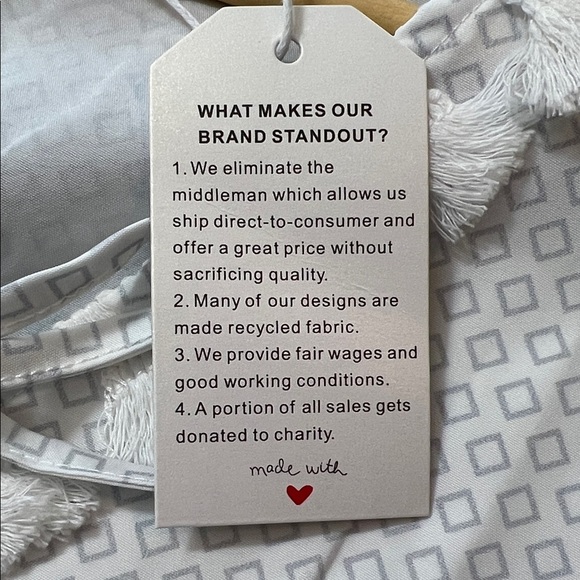 Grey & White Mosaic With Tassels Beach Cover-up - Picture 5 of 5